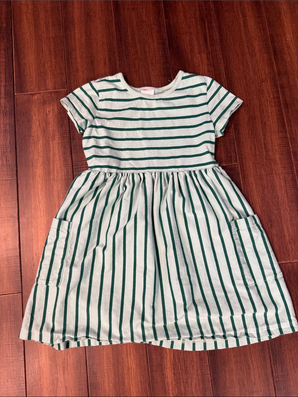 Striped Green Pocket Dress for Girls